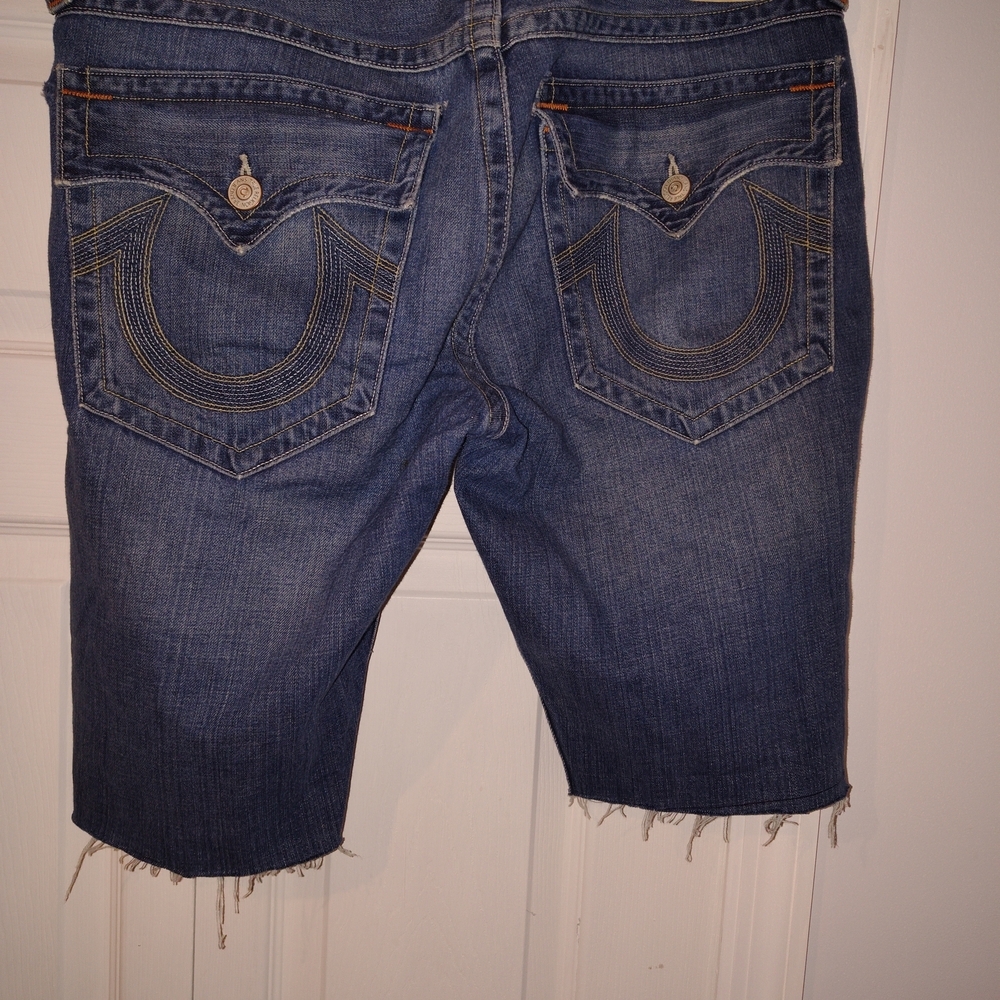 True Religion Distressed Blue Jean Shorts Vintage